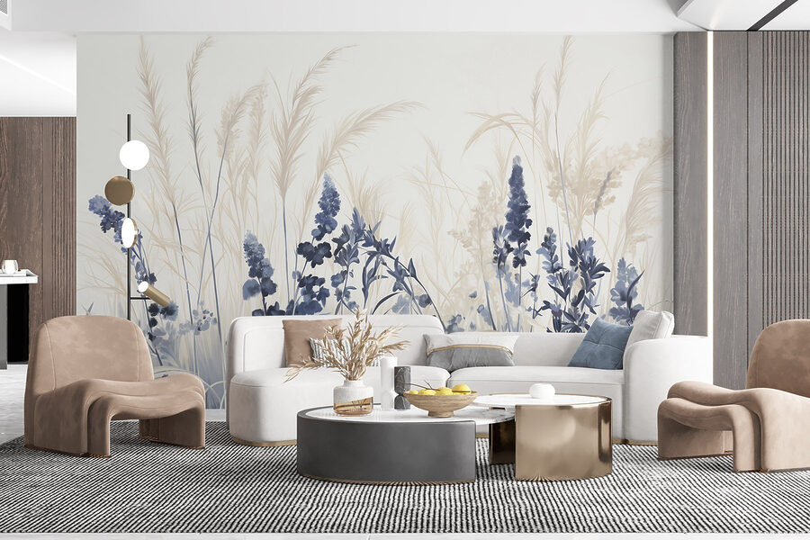 Wall murals Painting of flowers and grass - Image 5