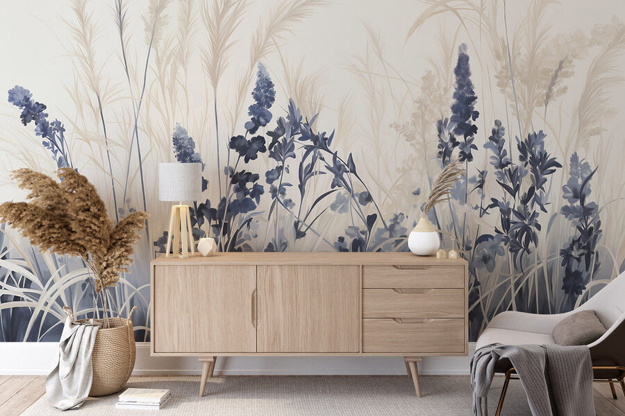 Wall murals Painting of flowers and grass - Image 6