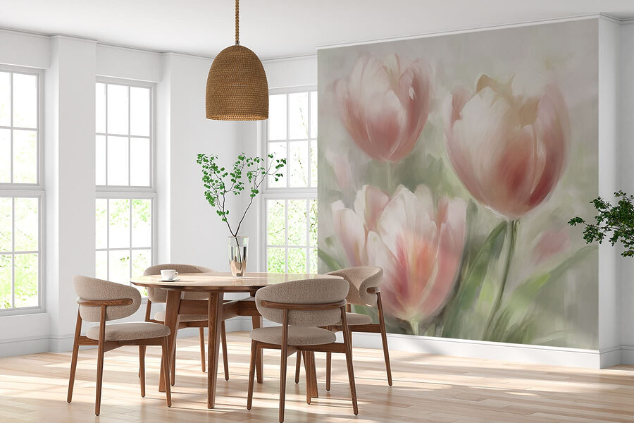 Wall murals Painting of pink flowers - Image 3