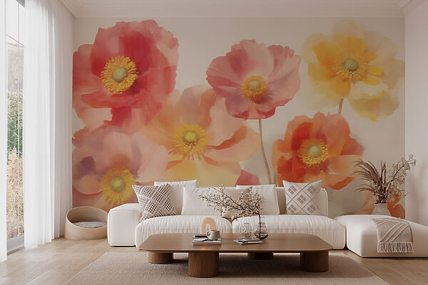 Wall murals Group of flowers on a white background (SKU: w03639) Wall murals Wall murals Group of flowers on a white background (SKU: w03639)