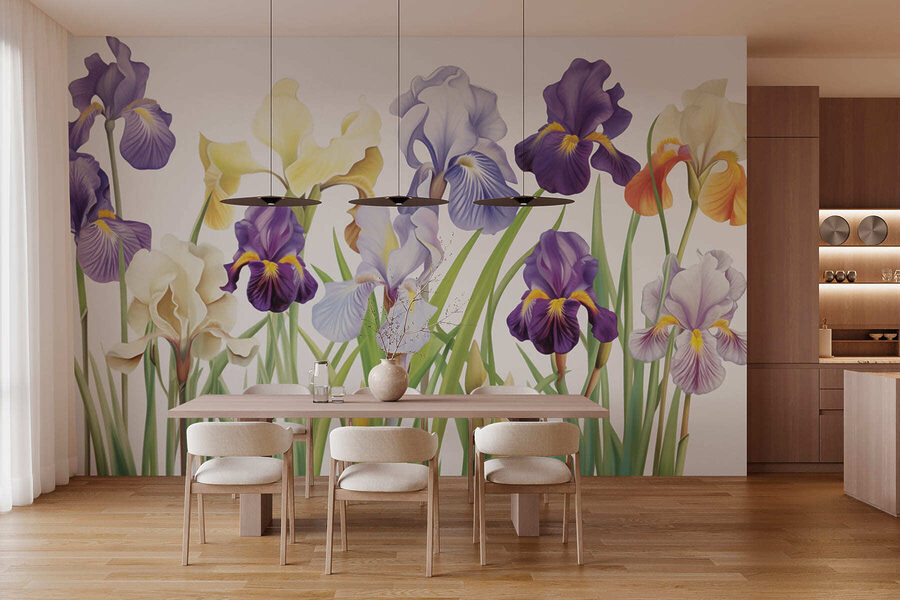 Group of purple and white flowers