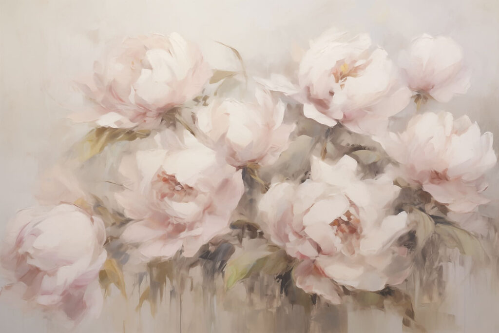 Painting of flowers on a white background Painting of flowers on a white background