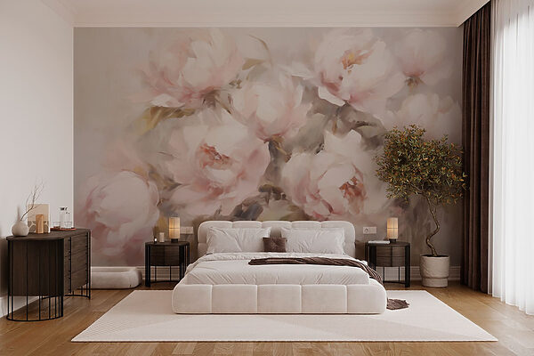 Painting of flowers on a white background Painting of flowers on a white background