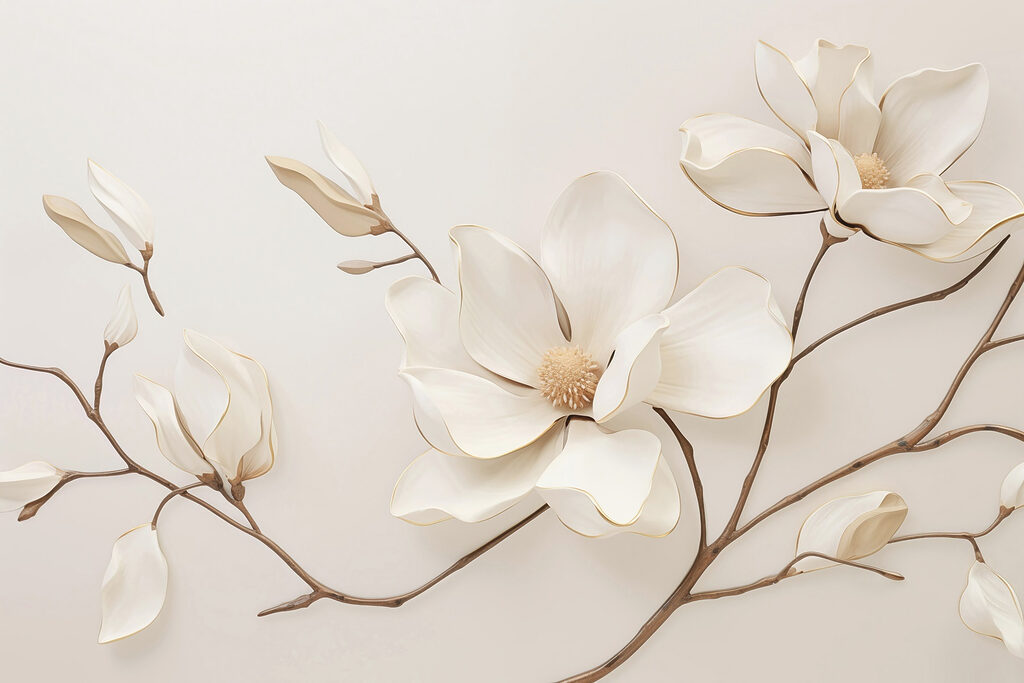 White flower on a branch White flower on a branch