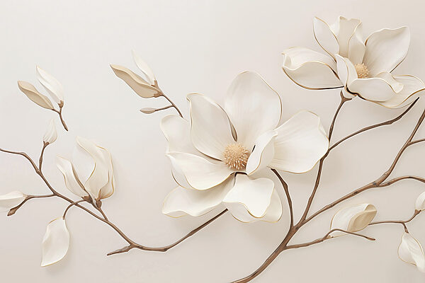 White flower on a branch White flower on a branch