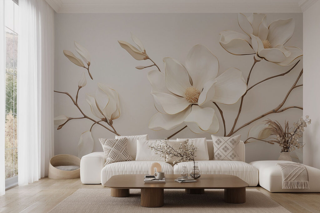 White flower on a branch White flower on a branch