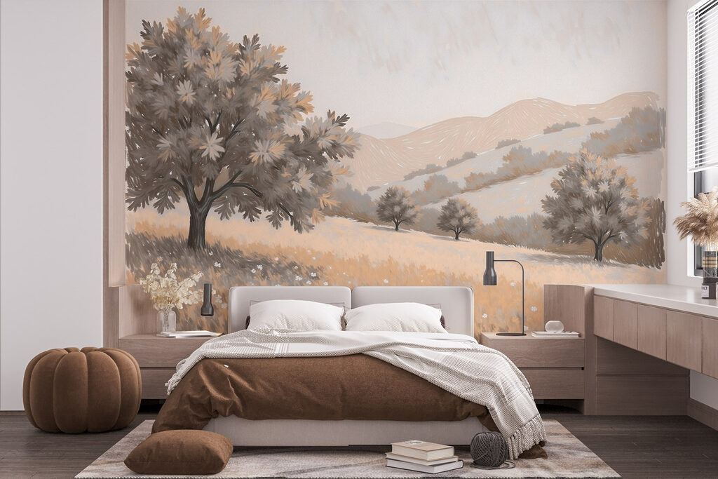 Landscape with trees and hills Landscape with trees and hills