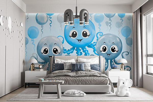Group of octopuses with balloons Group of octopuses with balloons