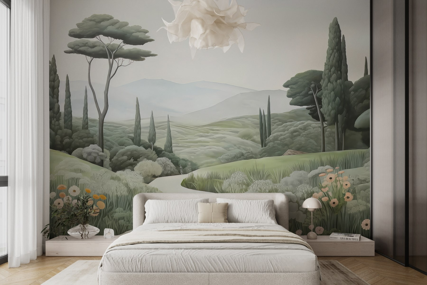 Landscape with a path and trees Landscape with a path and trees