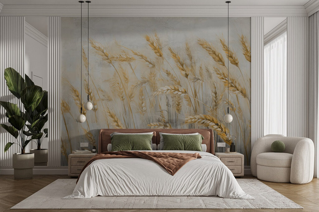 Painting of wheat in a field Painting of wheat in a field