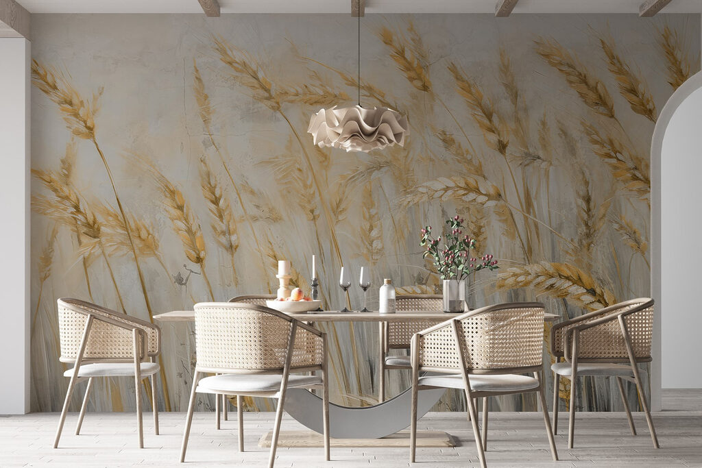 Painting of wheat in a field Painting of wheat in a field