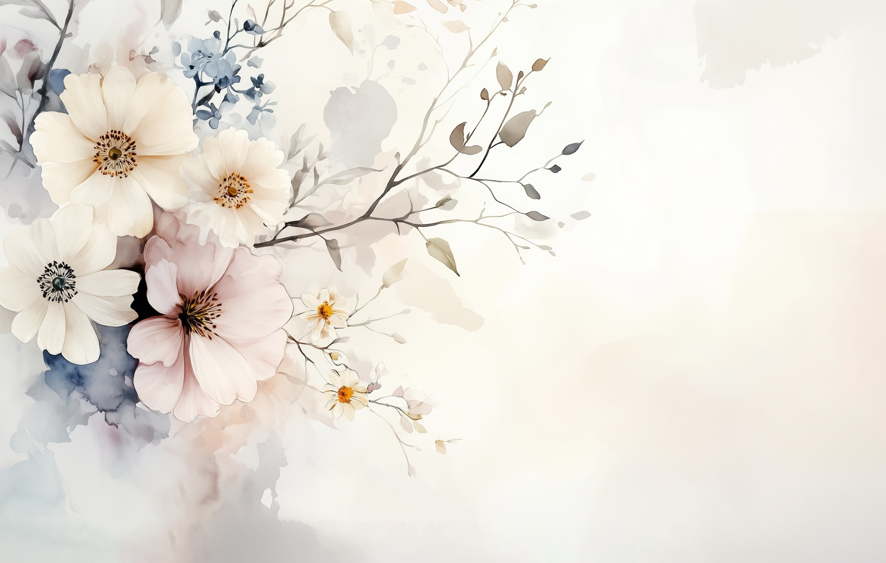 Painting of flowers on a white background