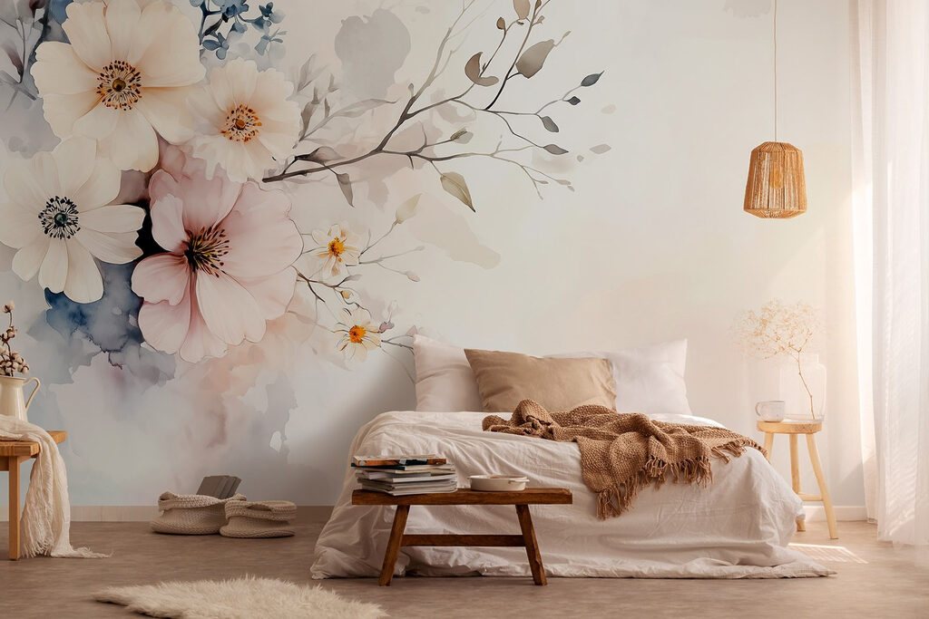 Painting of flowers on a white background