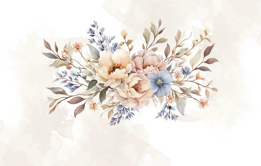 Wall murals Bouquet of flowers on a white background - Image 5