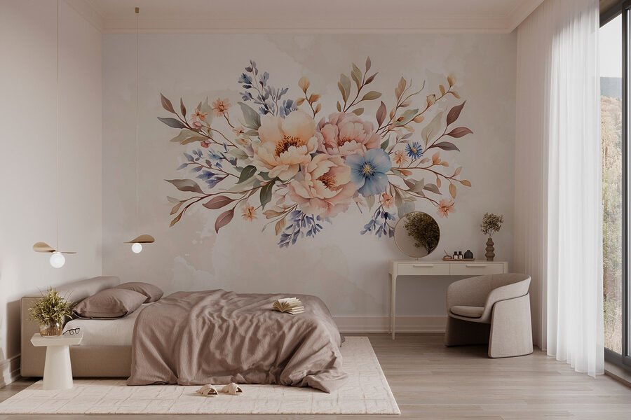 Wall murals Bouquet of flowers on a white background