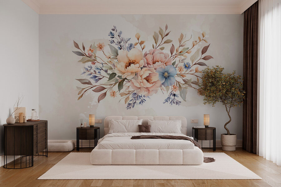 Wall murals Bouquet of flowers on a white background - Image 2