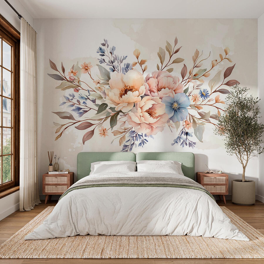 Wall murals Bouquet of flowers on a white background - Image 3
