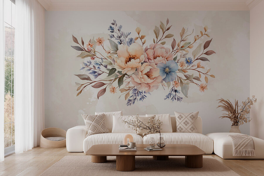 Wall murals Bouquet of flowers on a white background - Image 4