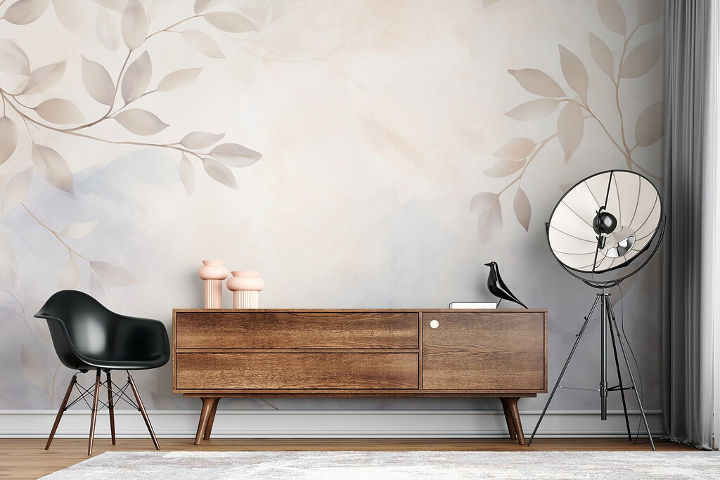 White and gray leaves on a white background