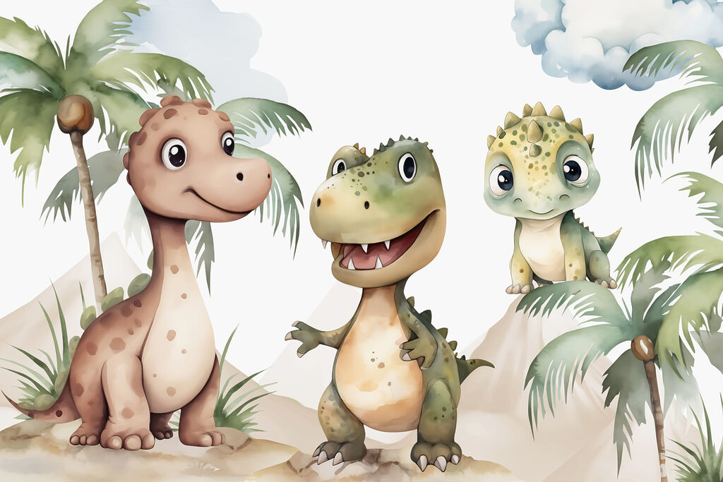 Group of dinosaurs standing on rocks Group of dinosaurs standing on rocks