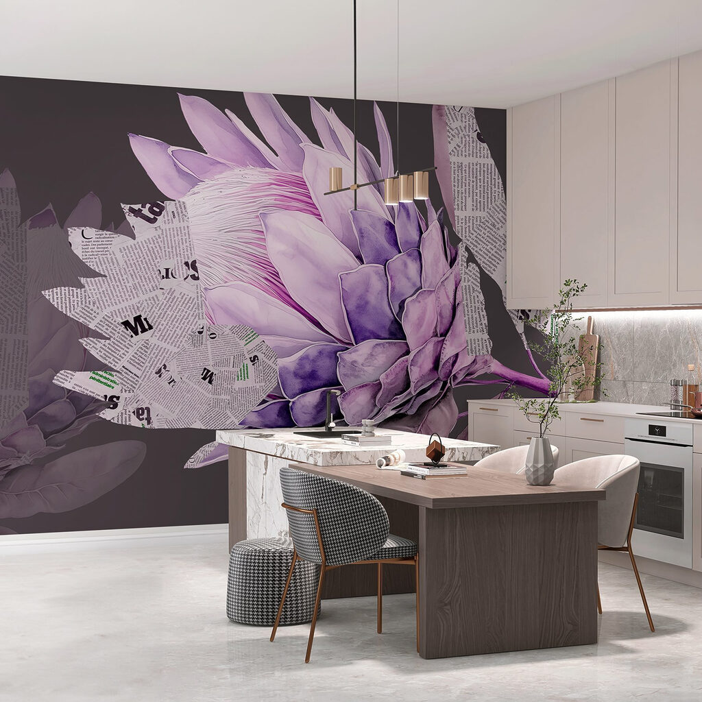 Purple flower with newspaper Purple flower with newspaper