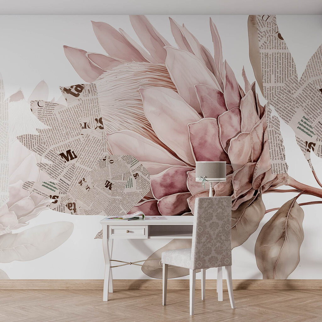 Flower with newspaper and leaves Flower with newspaper and leaves