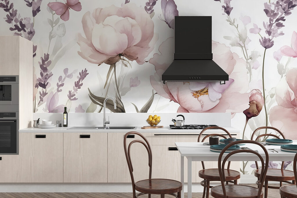 Painting of flowers and butterflies