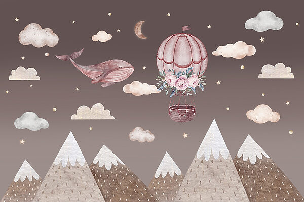 Whale and hot air balloon in the sky Whale and hot air balloon in the sky
