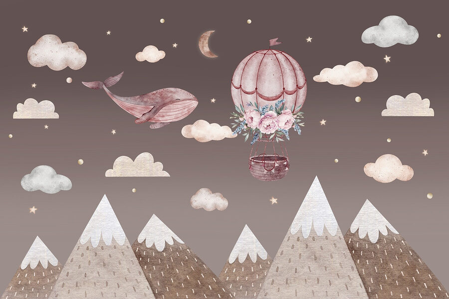 Whale and hot air balloon in the sky Whale and hot air balloon in the sky