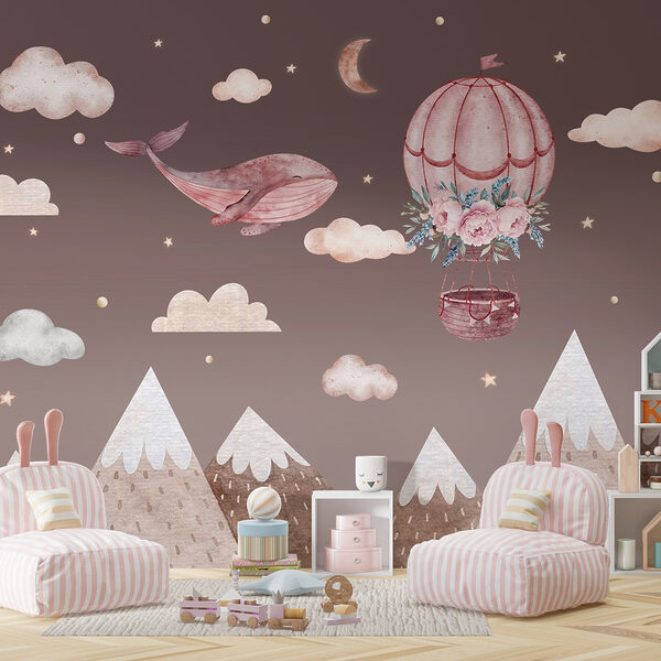 Whale and hot air balloon in the sky Whale and hot air balloon in the sky