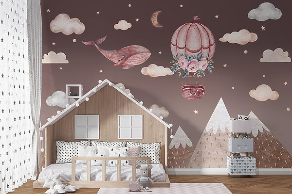 Whale and hot air balloon in the sky Whale and hot air balloon in the sky