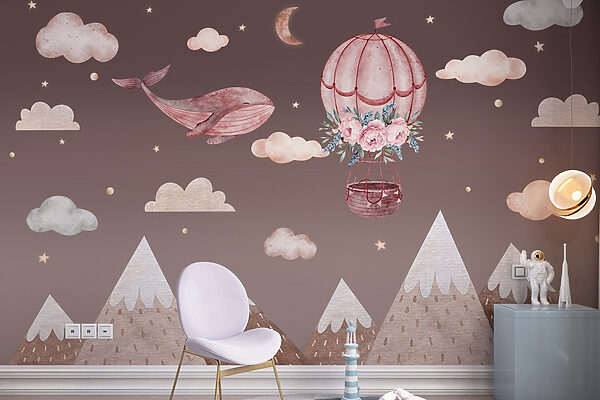 Whale and hot air balloon in the sky Whale and hot air balloon in the sky
