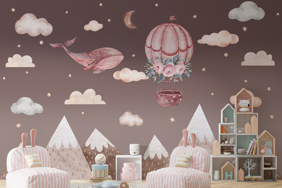 Whale and hot air balloon in the sky Whale and hot air balloon in the sky
