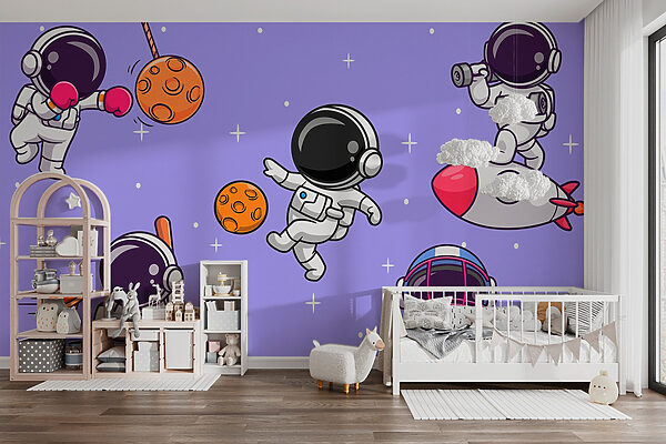 Cartoon of astronauts in space Cartoon of astronauts in space