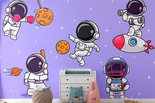 Cartoon of astronauts in space Cartoon of astronauts in space
