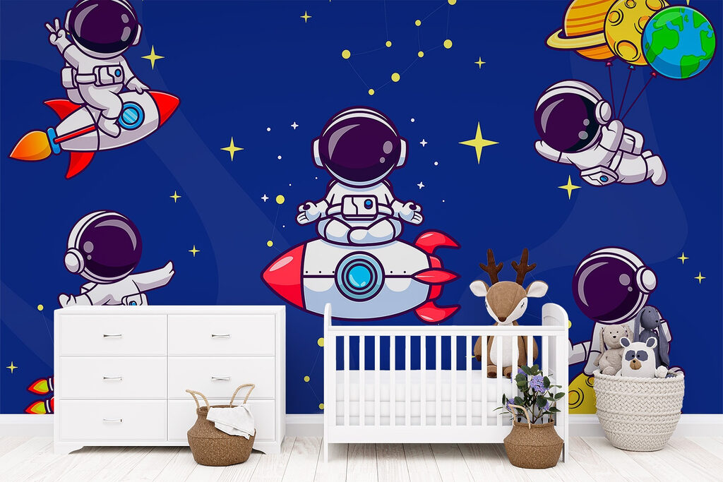 Cartoon astronaut in space