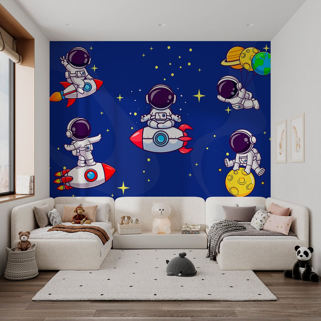 Cartoon astronaut in space