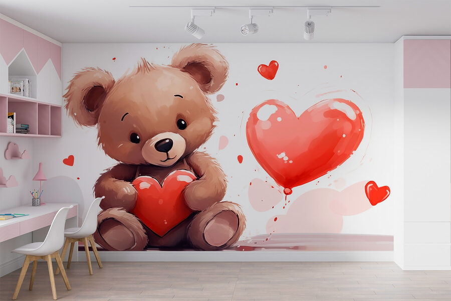 Teddy bear holding a heart
