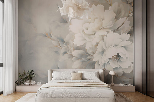 Delicate blooms on a soft backdrop Wall murals Delicate blooms on a soft backdrop