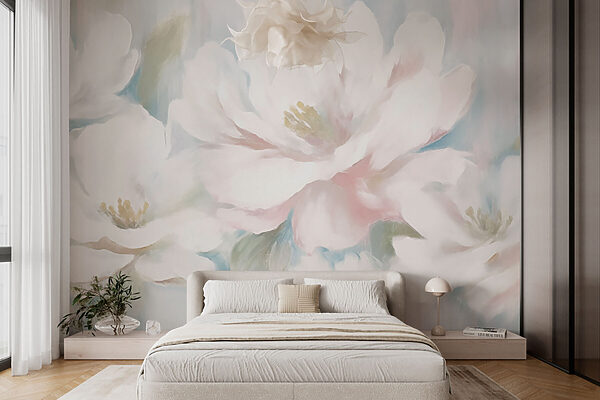 Wall murals Painting of white flowers (SKU: w03706) Wall murals Wall murals Painting of white flowers (SKU: w03706)