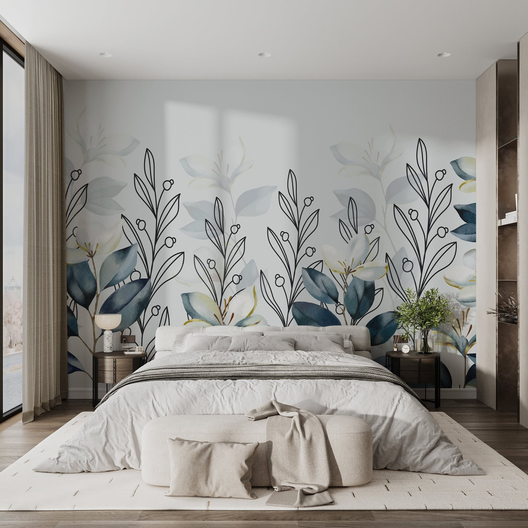 Delicate botanical design in soft hues