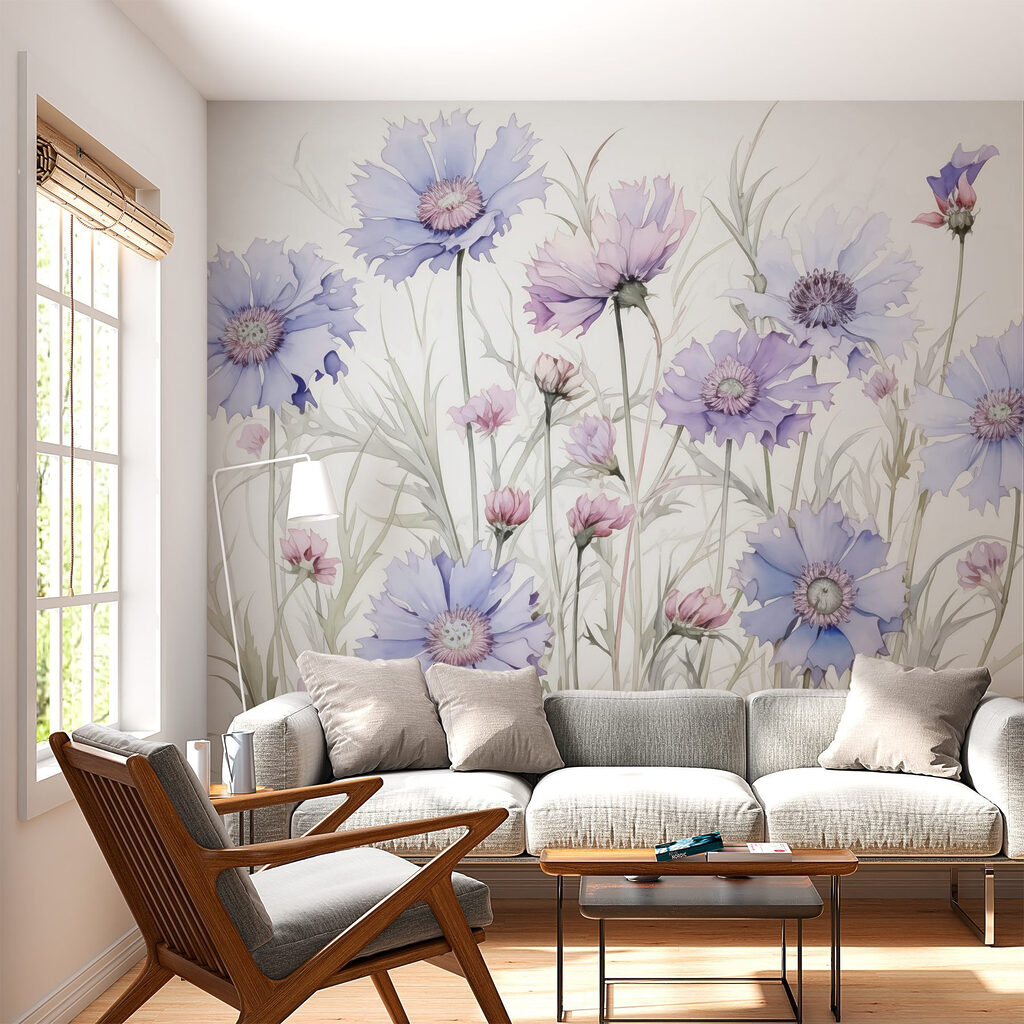 Painting of flowers on a white background