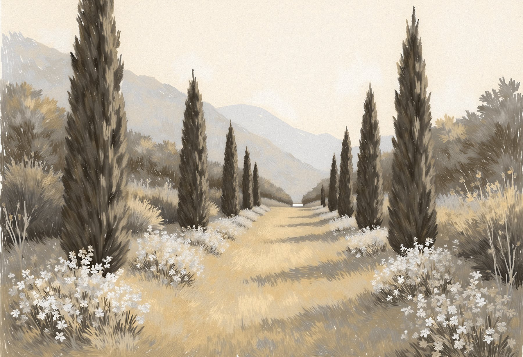 Landscape with trees and flowers Landscape with trees and flowers