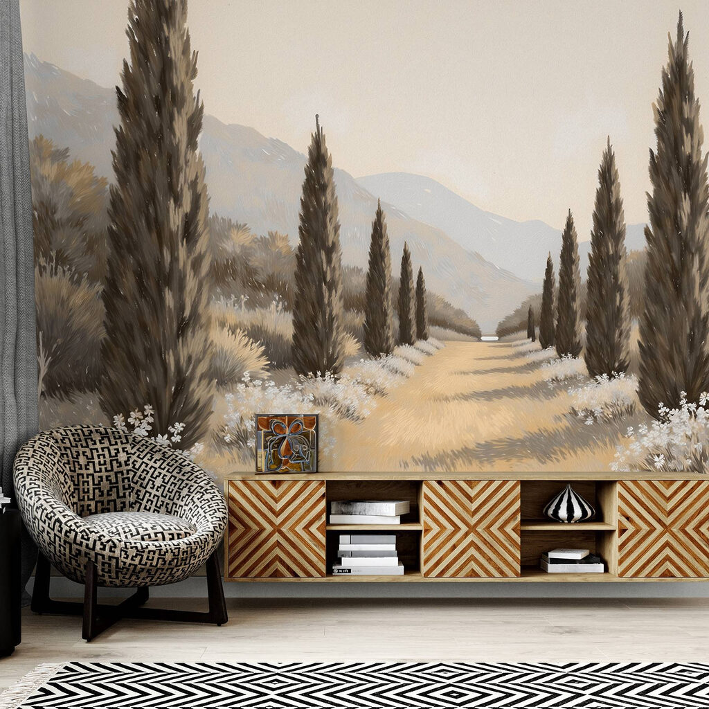 Landscape with trees and flowers Landscape with trees and flowers