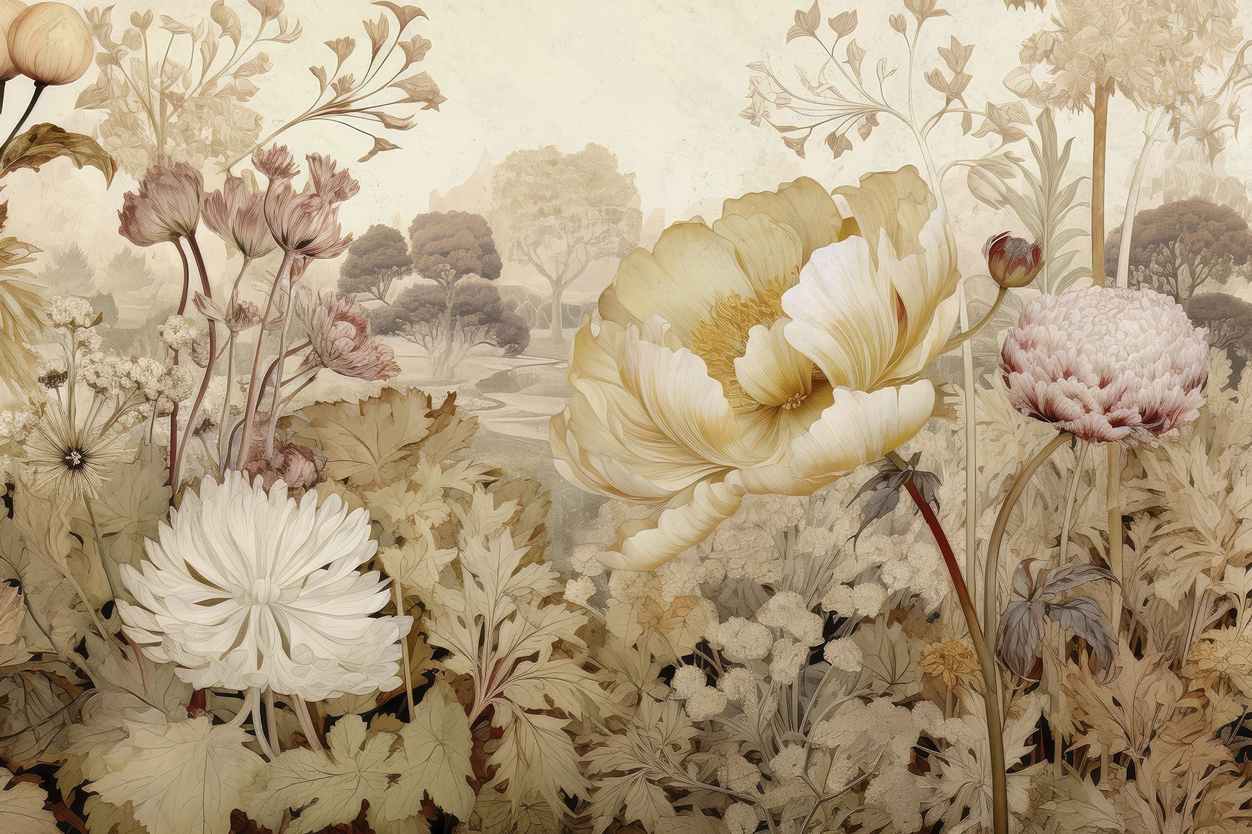 Delicate blooms in muted tones w03663p - Delicate blooms in muted tones