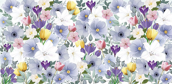 Group of flowers with leaves Group of flowers with leaves