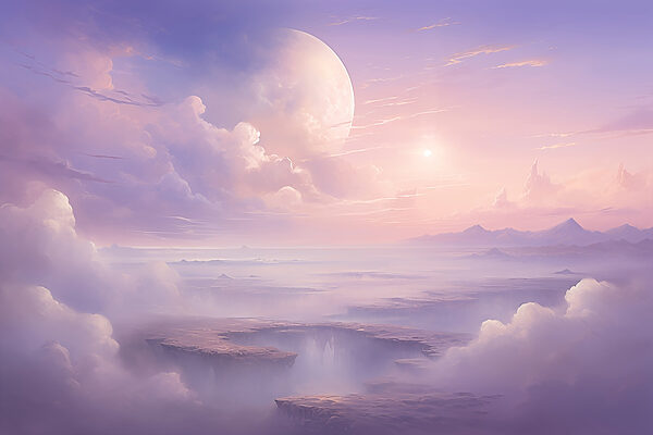 Landscape with clouds and a moon Landscape with clouds and a moon