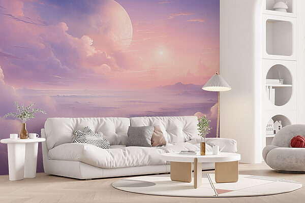 Landscape with clouds and a moon Landscape with clouds and a moon