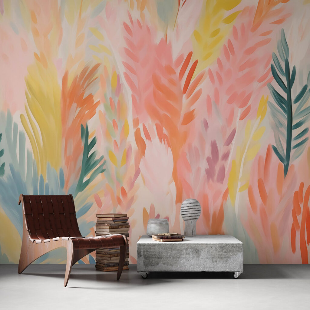 Colorful leaves on a white surface