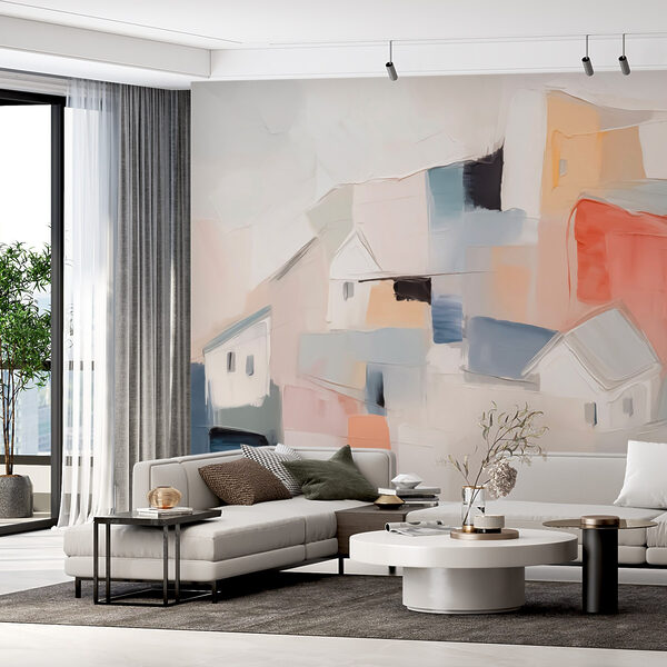 Painting of houses in different colors Painting of houses in different colors